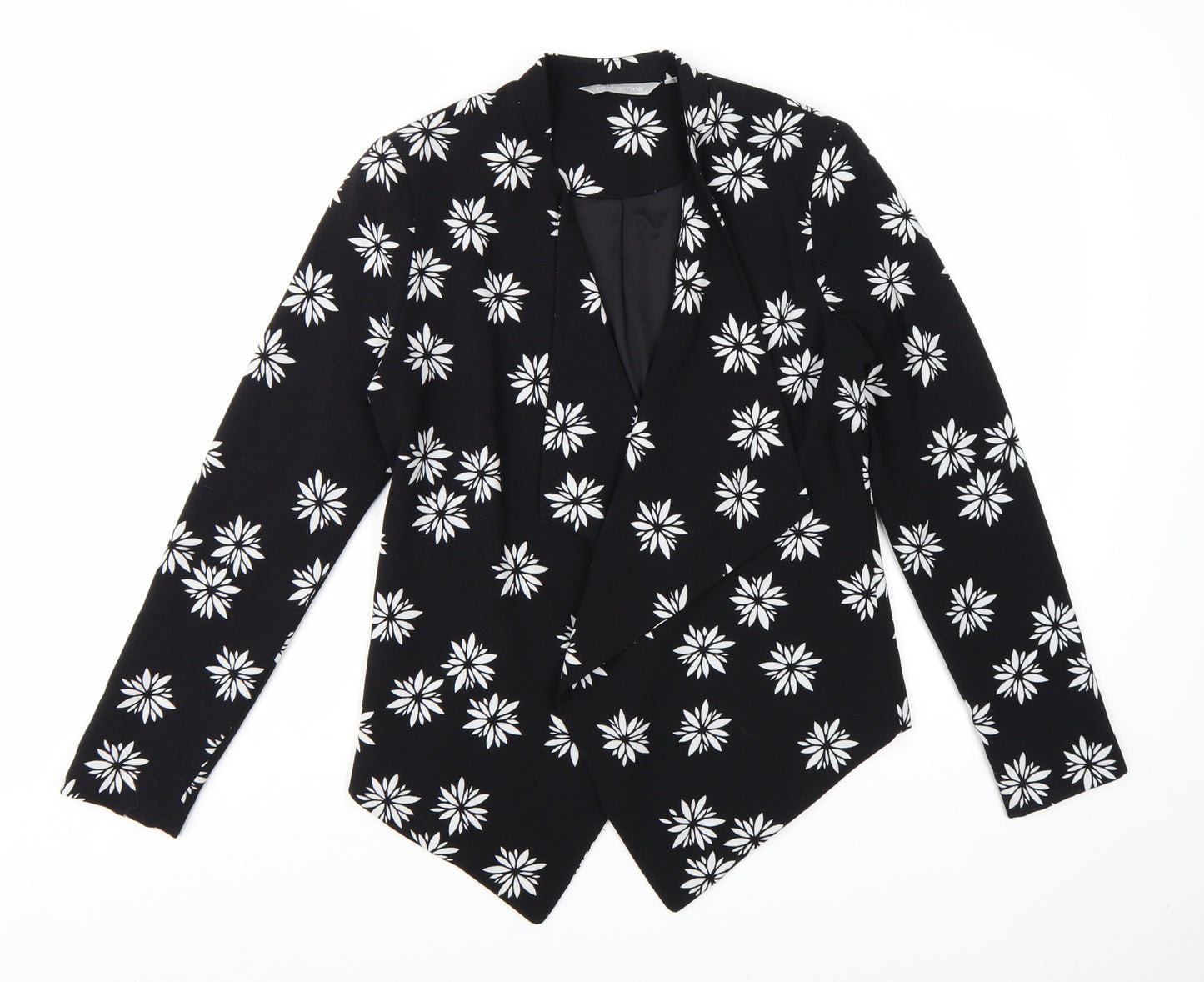 Debenhams Women Black Floral Blazer Jacket Size 12 Regular Fit