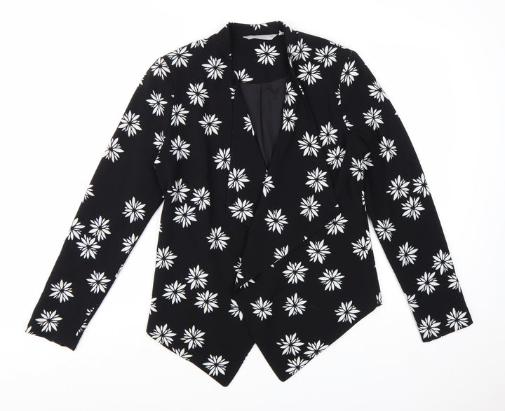 Debenhams Women Black Floral Blazer Jacket Size 12 Regular Fit