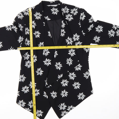 Debenhams Women Black Floral Blazer Jacket Size 12 Regular Fit