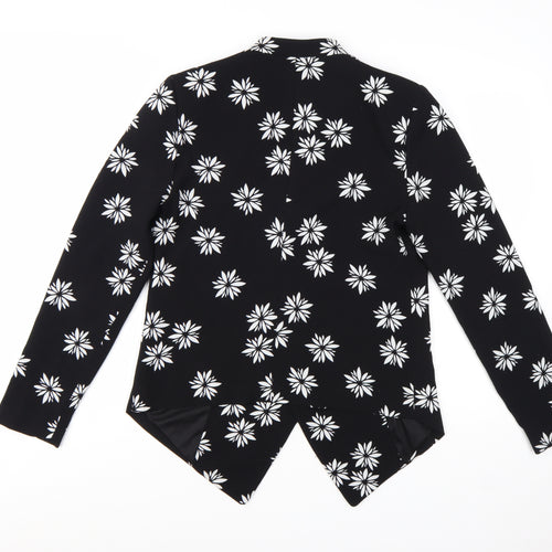Debenhams Women Black Floral Blazer Jacket Size 12 Regular Fit