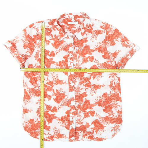 Marks and Spencer Womens Orange Floral Cotton Button-Up Shirt UK 14