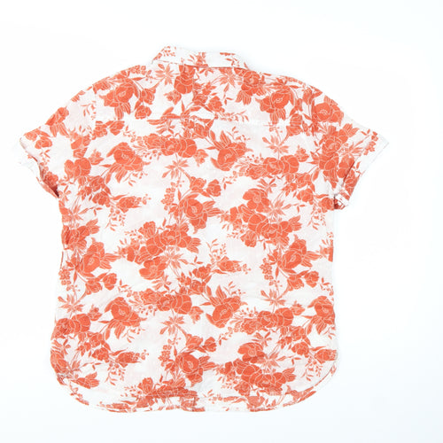 Marks and Spencer Womens Orange Floral Cotton Button-Up Shirt UK 14