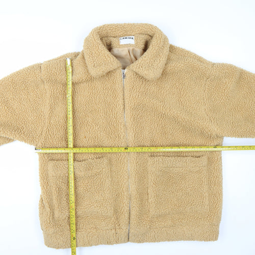 I.AM.GIA Womens Beige Teddy Fleece Zip Jacket Size M