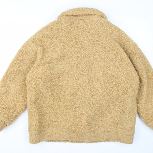 I.AM.GIA Womens Beige Teddy Fleece Zip Jacket Size M