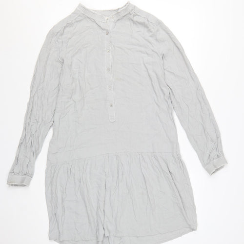 Hush Women Grey Long Sleeve Shirt Dress Size 12 Lightweight Viscose