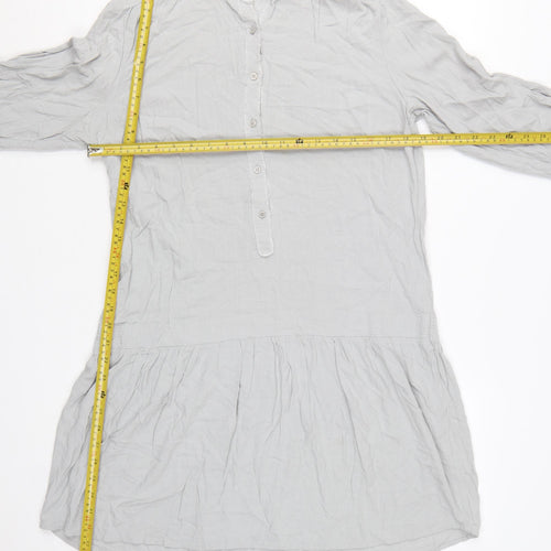 Hush Women Grey Long Sleeve Shirt Dress Size 12 Lightweight Viscose