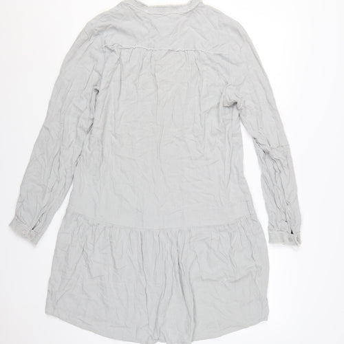 Hush Women Grey Long Sleeve Shirt Dress Size 12 Lightweight Viscose