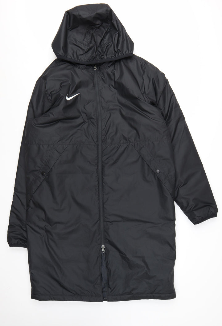 Nike Women's Black Long Hooded Parka Coat Size L