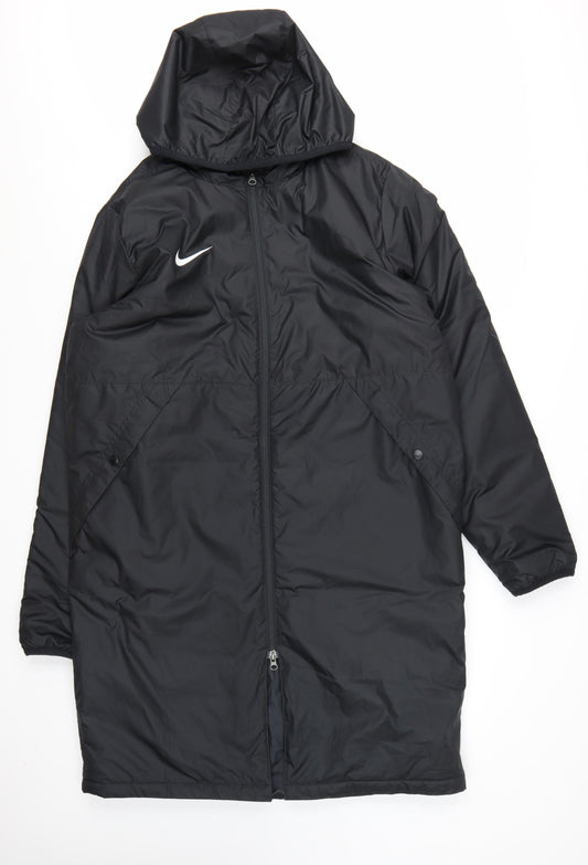 Nike Women's Black Long Hooded Parka Coat Size L