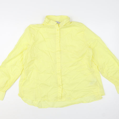 Marks and Spencer Women's Yellow Cotton Button-Up Shirt Size 10