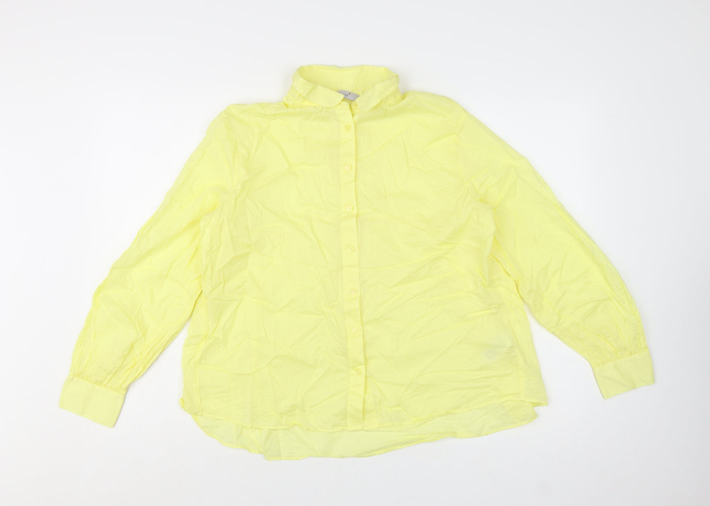 Marks and Spencer Women's Yellow Cotton Button-Up Shirt Size 10