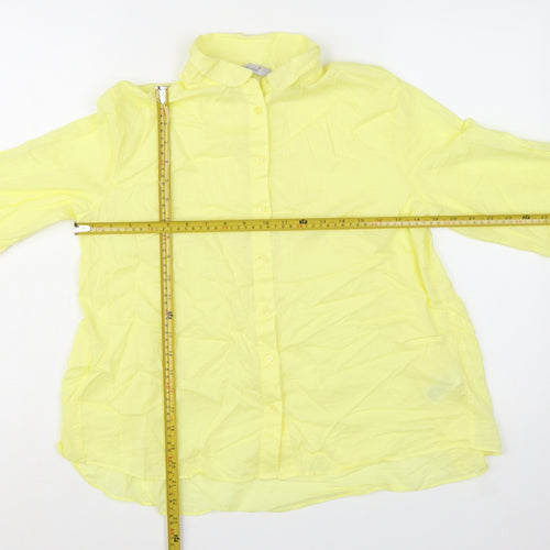 Marks and Spencer Women's Yellow Cotton Button-Up Shirt Size 10