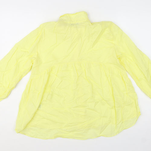 Marks and Spencer Women's Yellow Cotton Button-Up Shirt Size 10