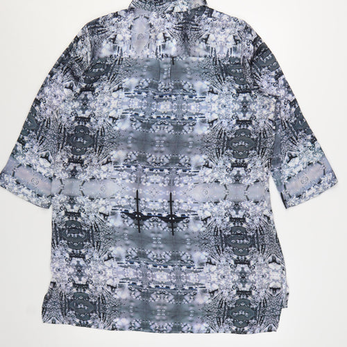 Next Womens Grey Geometric Tunic Blouse Size 16 Polyester 3/4 Sleeve