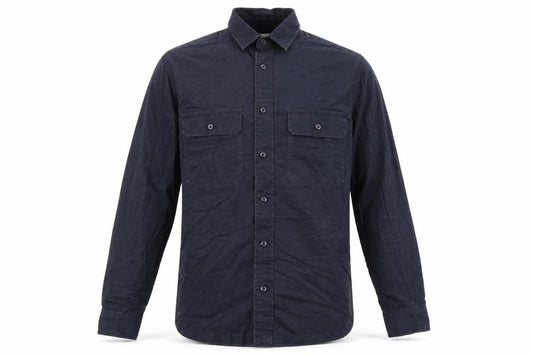 Front view of H&M Men's Blue Cotton Long Sleeve Button-Up Casual Shirt M