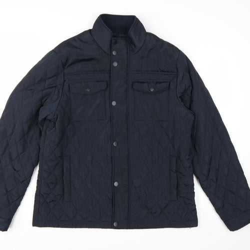 F&F Men's Blue Quilted Jacket L Regular Fit Polyester