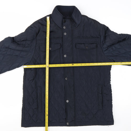 F&F Men's Blue Quilted Jacket L Regular Fit Polyester