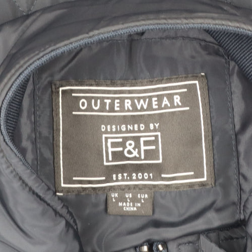 F&F Men's Blue Quilted Jacket L Regular Fit Polyester
