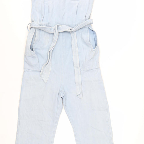 Liquor N Poker Girls Blue Denim Belted Sleeveless Jumpsuit Age 8