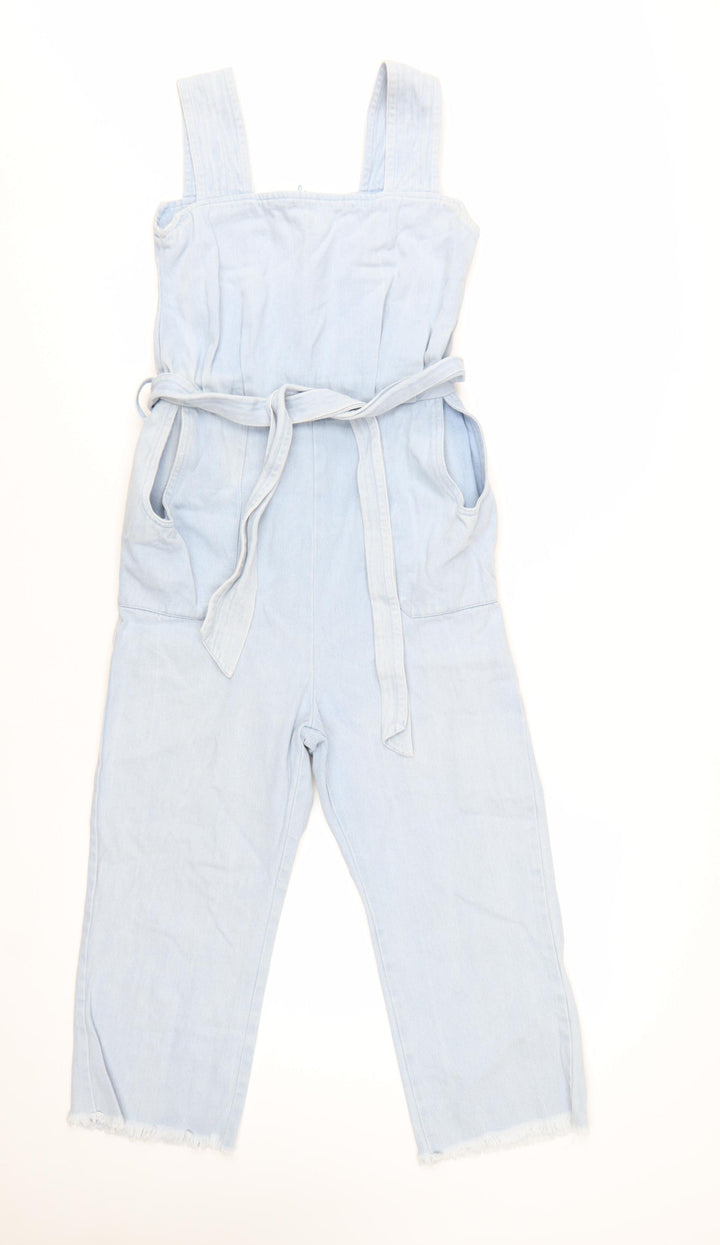 Liquor N Poker Girls Blue Denim Belted Sleeveless Jumpsuit Age 8