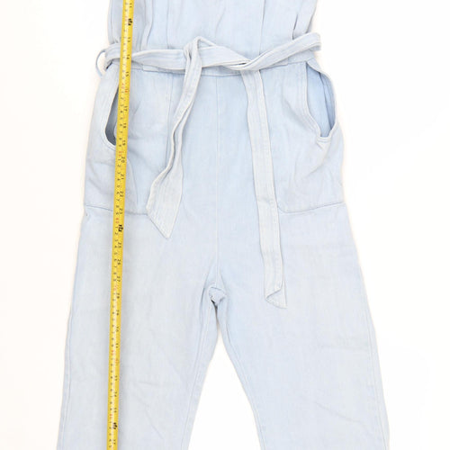 Liquor N Poker Girls Blue Denim Belted Sleeveless Jumpsuit Age 8