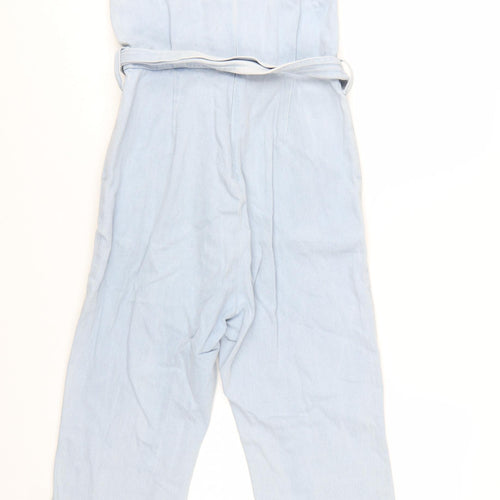 Liquor N Poker Girls Blue Denim Belted Sleeveless Jumpsuit Age 8