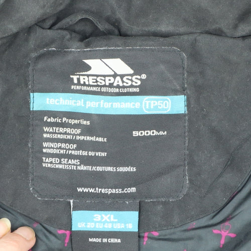 Trespass Womens Black Waterproof Parka Jacket 3XL Hooded TP50