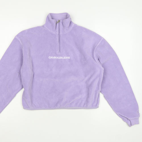 Calvin Klein Jeans Women's Purple 1/4 Zip Fleece Sweatshirt XS