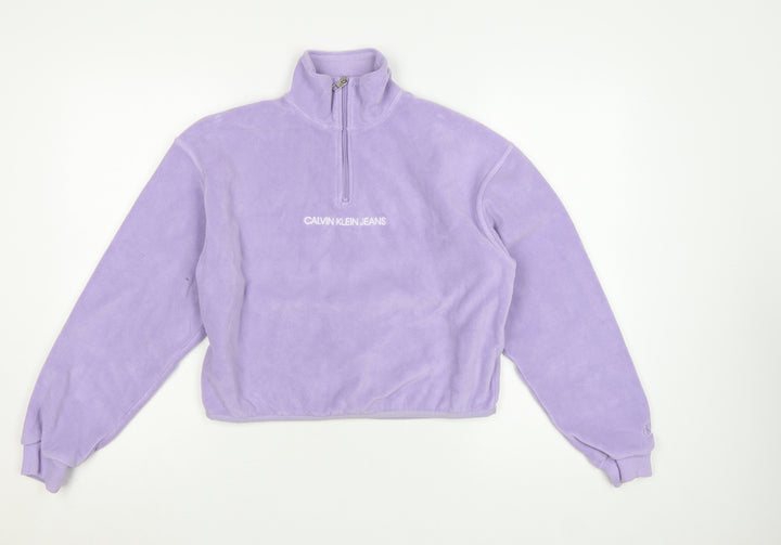 Calvin Klein Jeans Women's Purple 1/4 Zip Fleece Sweatshirt XS