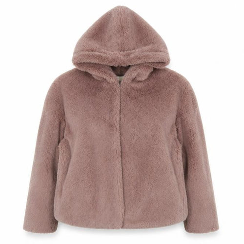 JCL Women's Pink Faux Fur Hooded Short Jacket S