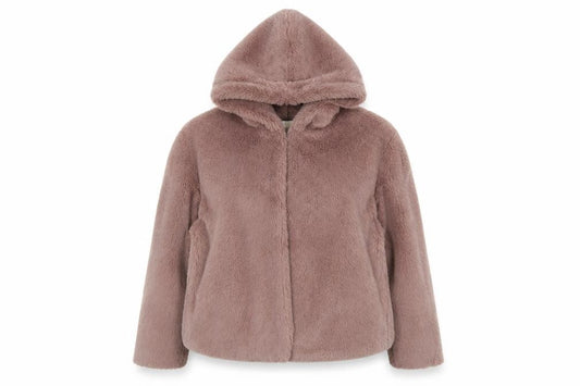 JCL Women's Pink Faux Fur Hooded Short Jacket S
