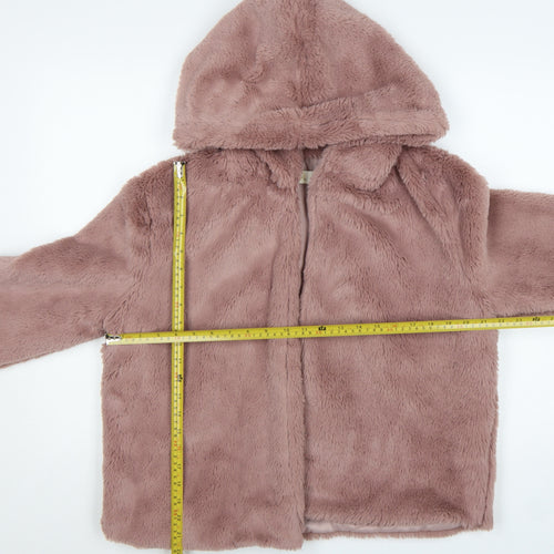JCL Women's Pink Faux Fur Hooded Short Jacket S