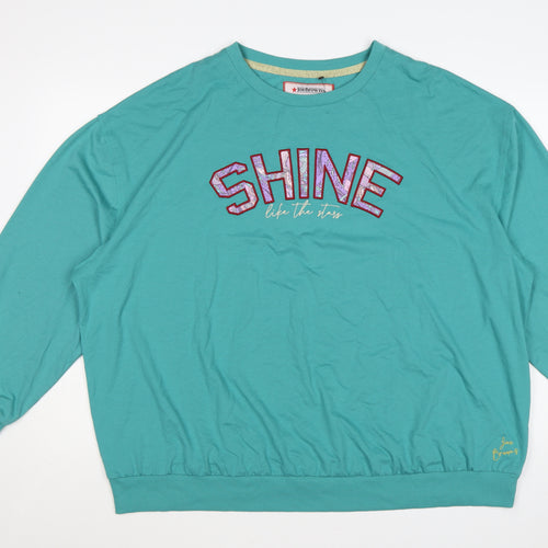 Joe Browns Womens Teal Shine Sweatshirt UK 24/26 Long Sleeve Crew Neck