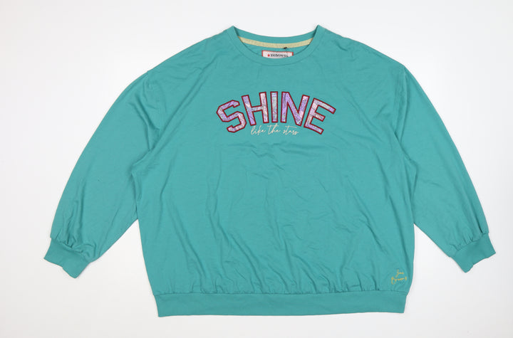 Joe Browns Womens Teal Shine Sweatshirt UK 24/26 Long Sleeve Crew Neck