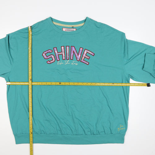 Joe Browns Womens Teal Shine Sweatshirt UK 24/26 Long Sleeve Crew Neck