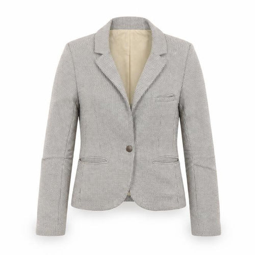 Topshop Petite Women’s Beige Houndstooth Blazer UK 8 Cotton Lined Jacket