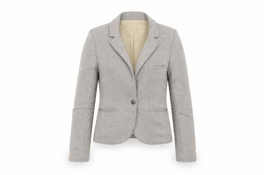 Topshop Petite Women’s Beige Houndstooth Blazer UK 8 Cotton Lined Jacket