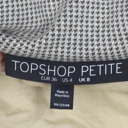 Topshop Petite Women’s Beige Houndstooth Blazer UK 8 Cotton Lined Jacket