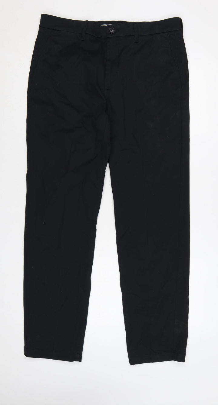 Marks and Spencer Men's Black Chino Trousers 34W 31L Regular Fit