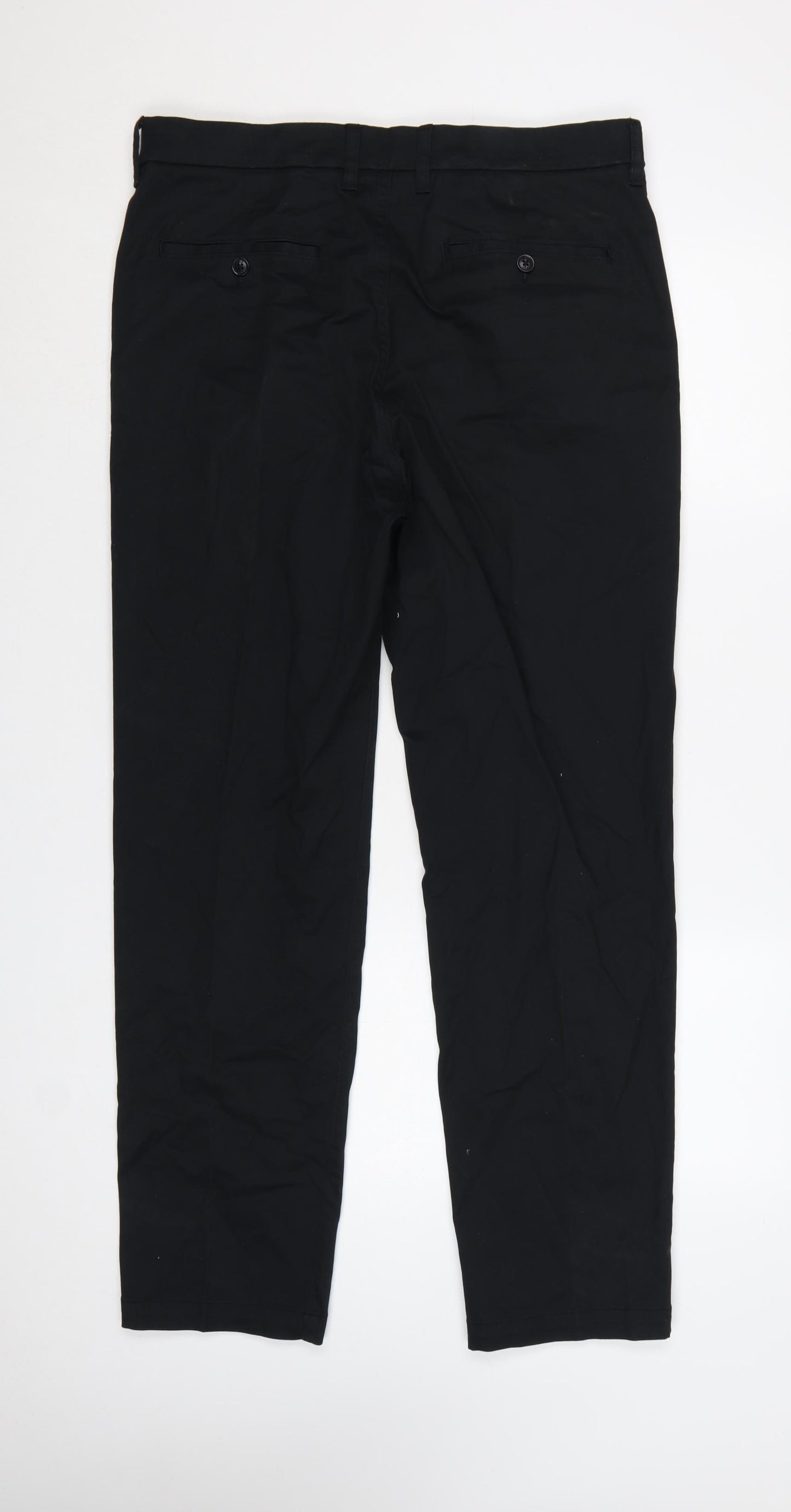 Marks and Spencer Men's Black Chino Trousers 34W 31L Regular Fit