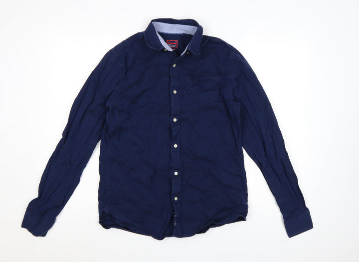 Superdry Men's Blue Regular Fit Long Sleeve Button-Up Shirt Size S