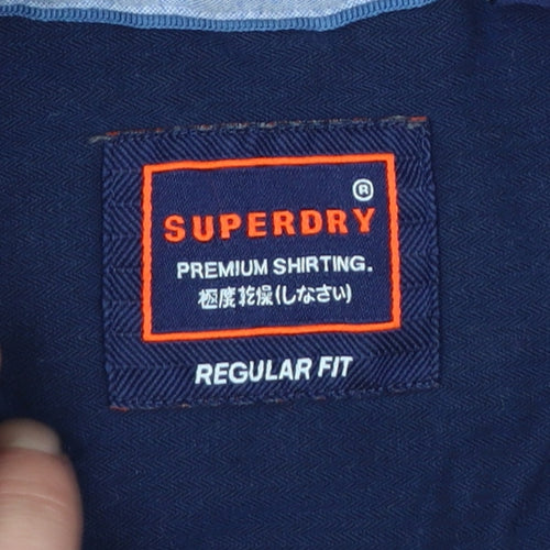 Superdry Men's Blue Regular Fit Long Sleeve Button-Up Shirt Size S