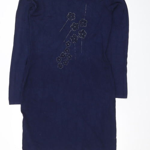 Selection Women Blue M Bodycon Knit Dress Long Sleeve Beaded