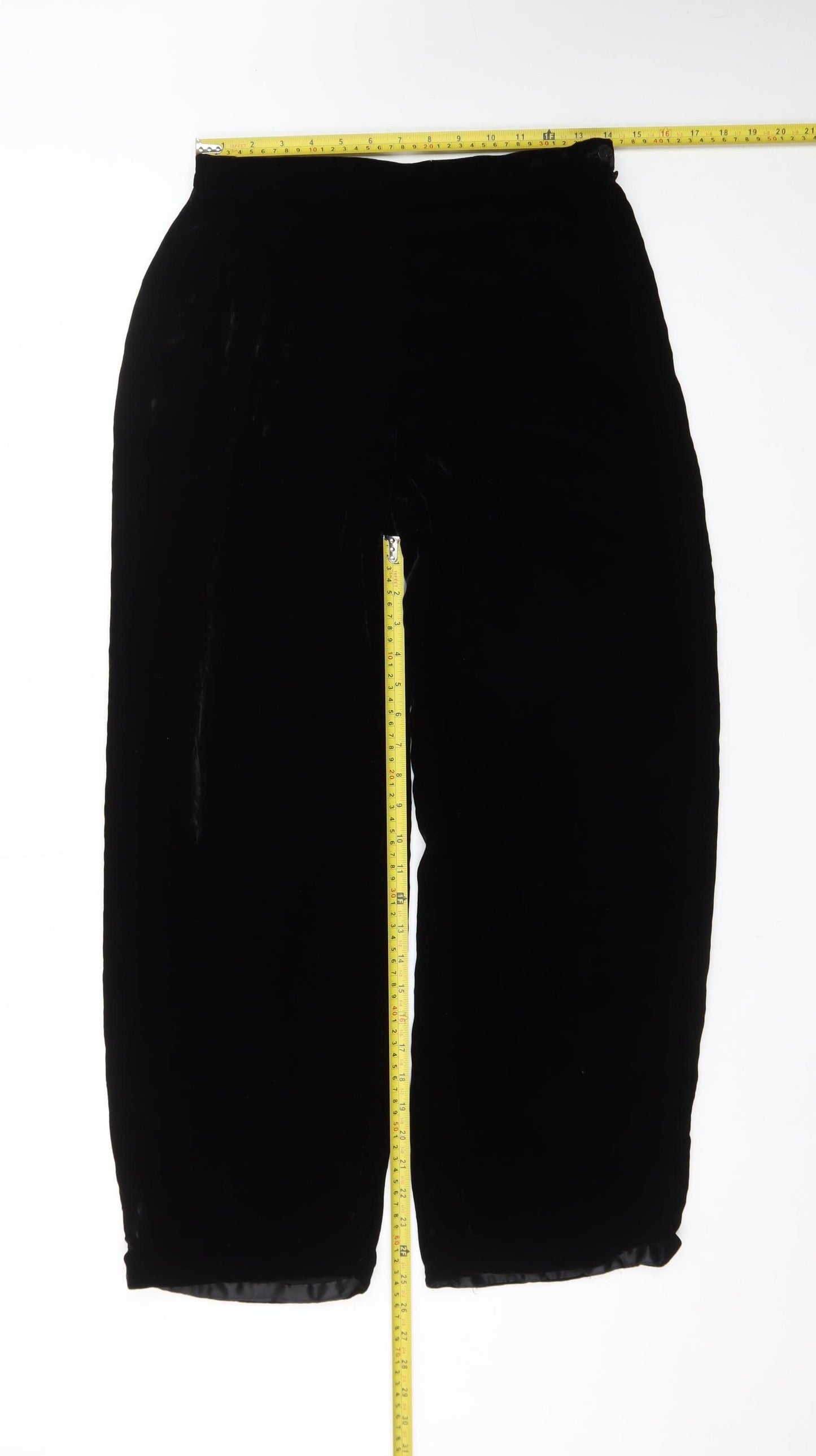 Marks & Spencer Women’s Black Velvet Viscose Silk Trousers Size 12 Short