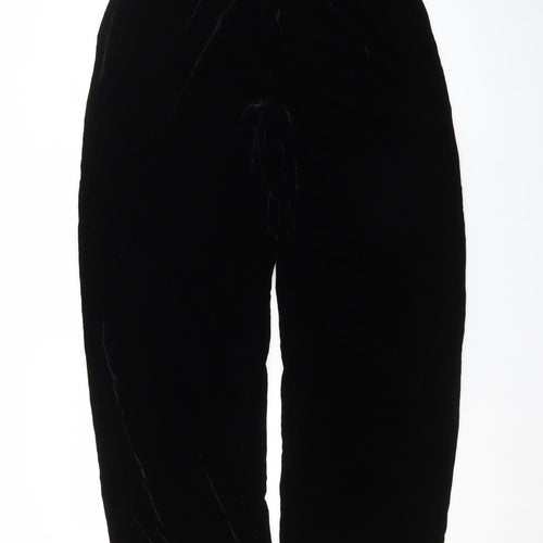 Marks & Spencer Women’s Black Velvet Viscose Silk Trousers Size 12 Short