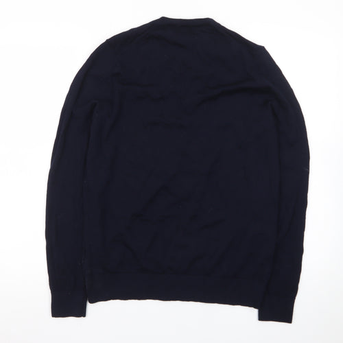 Marks and Spencer Men’s Blue Merino Wool V-Neck Jumper M