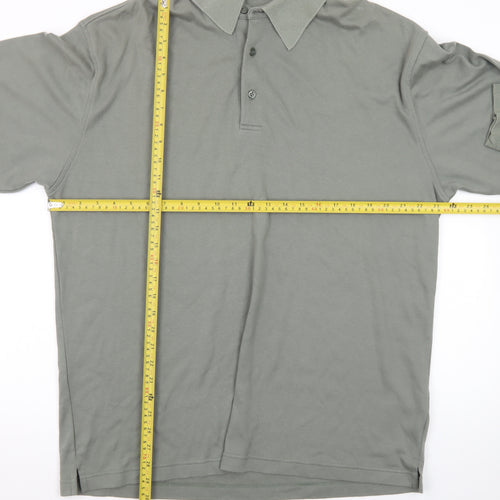 Marks and Spencer St Michael Men's Green Long Sleeve Cotton Polo XL