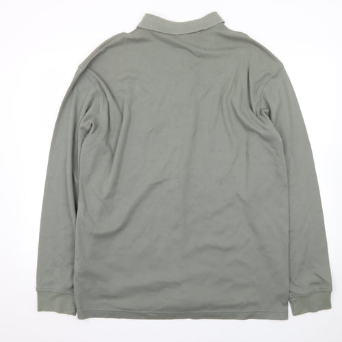 Marks and Spencer St Michael Men's Green Long Sleeve Cotton Polo XL