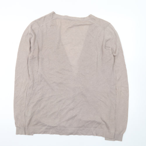 Boden Women Beige Long Sleeve V-Neck Cotton Cardigan Size 12