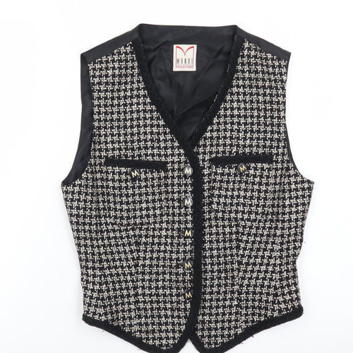 Mondi Collections Women's Black Tweed Sleeveless V-Neck Vest Size 6